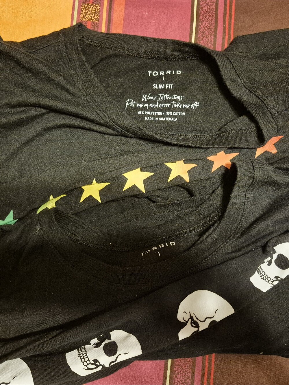Black Womens' Star & Skull Graphic Long SleeveT-Shirts - TORRID Size 1